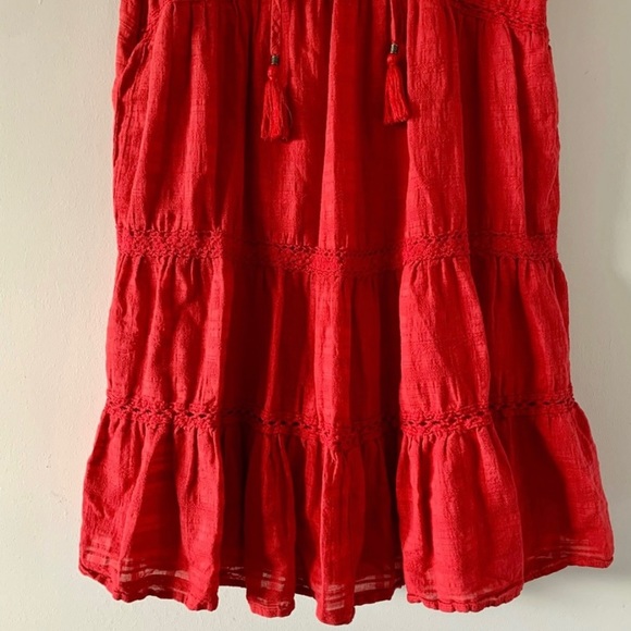 Knox Rose V Neck Tiered Ruffle Dress Sleeveless with Ruffle Trim - Picture 6 of 7